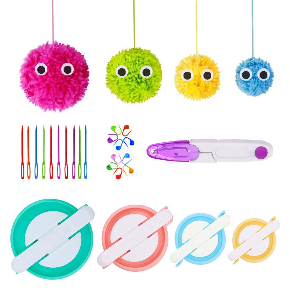 Amazon.com: Pom Pom Maker, 4 Sizes Pompom Maker Tool Set for Fluff